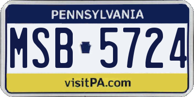 PA license plate MSB5724