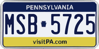 PA license plate MSB5725