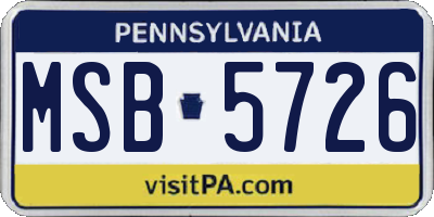 PA license plate MSB5726