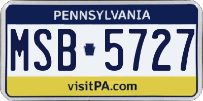 PA license plate MSB5727