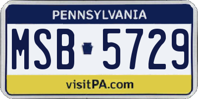 PA license plate MSB5729