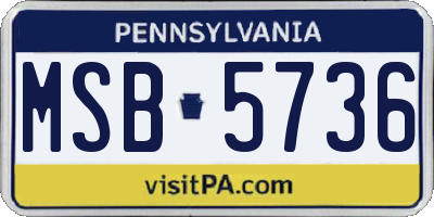 PA license plate MSB5736