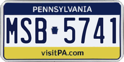 PA license plate MSB5741