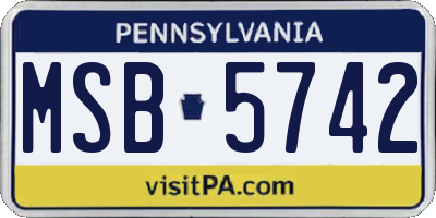 PA license plate MSB5742