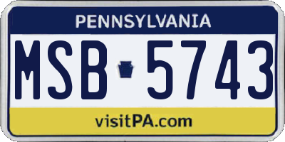 PA license plate MSB5743