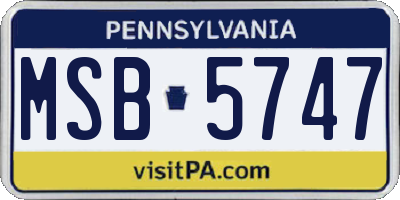 PA license plate MSB5747