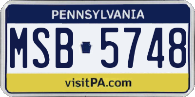 PA license plate MSB5748