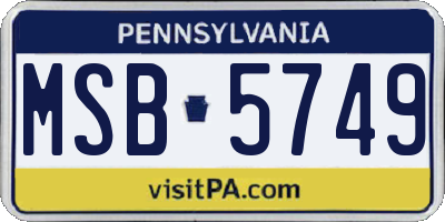 PA license plate MSB5749