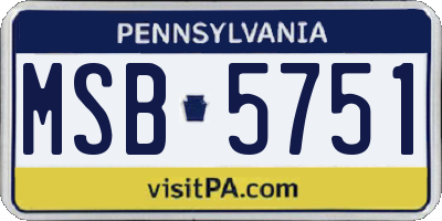 PA license plate MSB5751