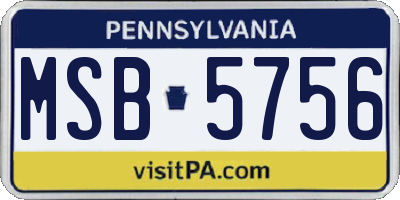 PA license plate MSB5756