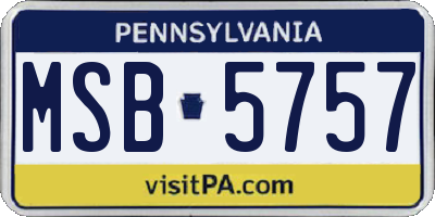 PA license plate MSB5757