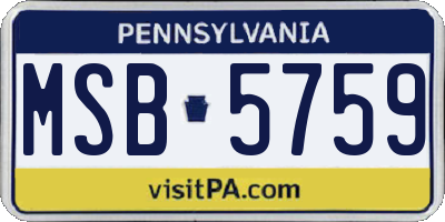 PA license plate MSB5759