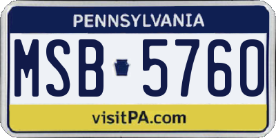 PA license plate MSB5760