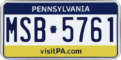 PA license plate MSB5761