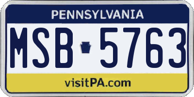 PA license plate MSB5763