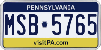PA license plate MSB5765
