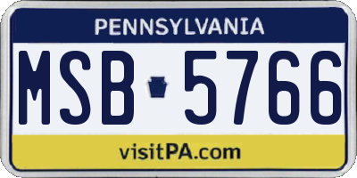 PA license plate MSB5766