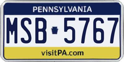 PA license plate MSB5767