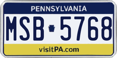 PA license plate MSB5768