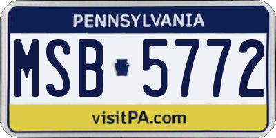 PA license plate MSB5772