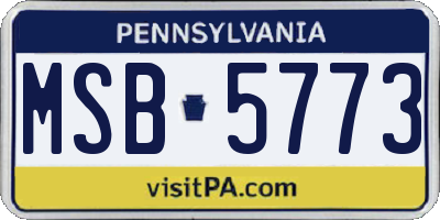 PA license plate MSB5773