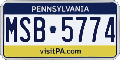 PA license plate MSB5774