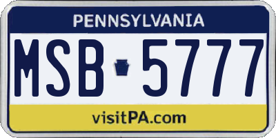 PA license plate MSB5777