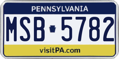 PA license plate MSB5782