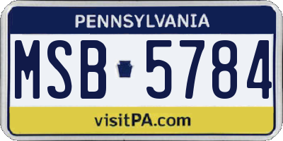 PA license plate MSB5784