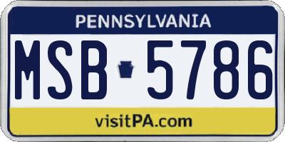 PA license plate MSB5786