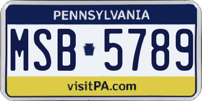 PA license plate MSB5789