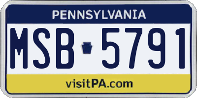 PA license plate MSB5791
