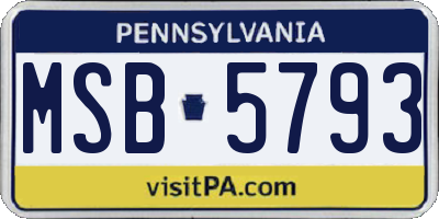 PA license plate MSB5793