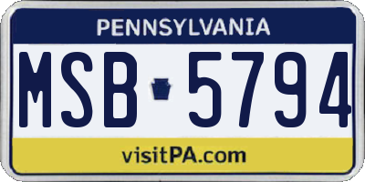 PA license plate MSB5794