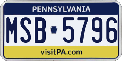 PA license plate MSB5796