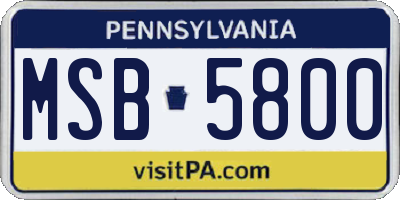 PA license plate MSB5800