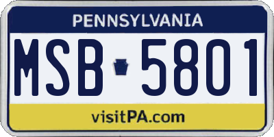 PA license plate MSB5801