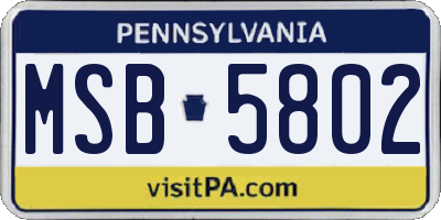 PA license plate MSB5802