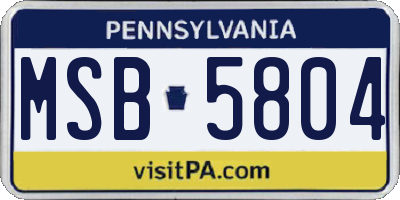 PA license plate MSB5804