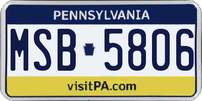 PA license plate MSB5806