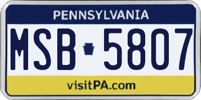 PA license plate MSB5807
