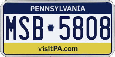 PA license plate MSB5808