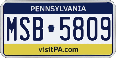 PA license plate MSB5809