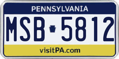 PA license plate MSB5812