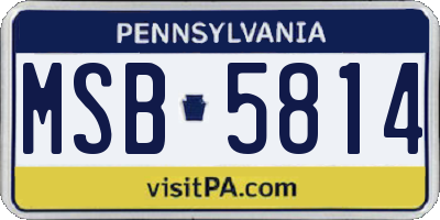 PA license plate MSB5814