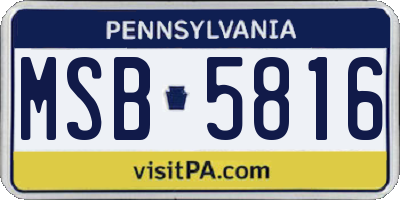 PA license plate MSB5816