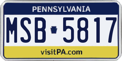 PA license plate MSB5817