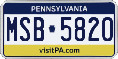 PA license plate MSB5820