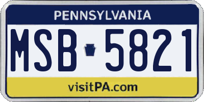 PA license plate MSB5821