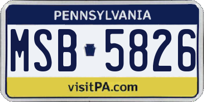 PA license plate MSB5826